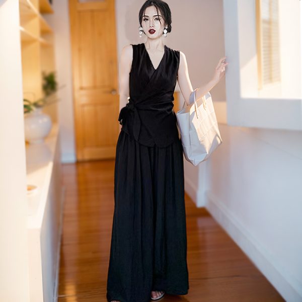 Summer thin casual pants flax wide leg pants
