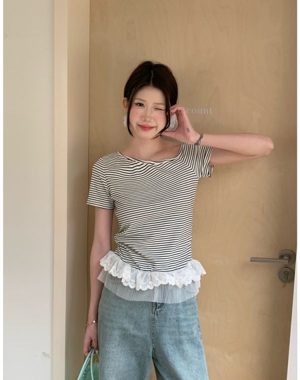 Sloping shoulder bottoming shirt tops for women